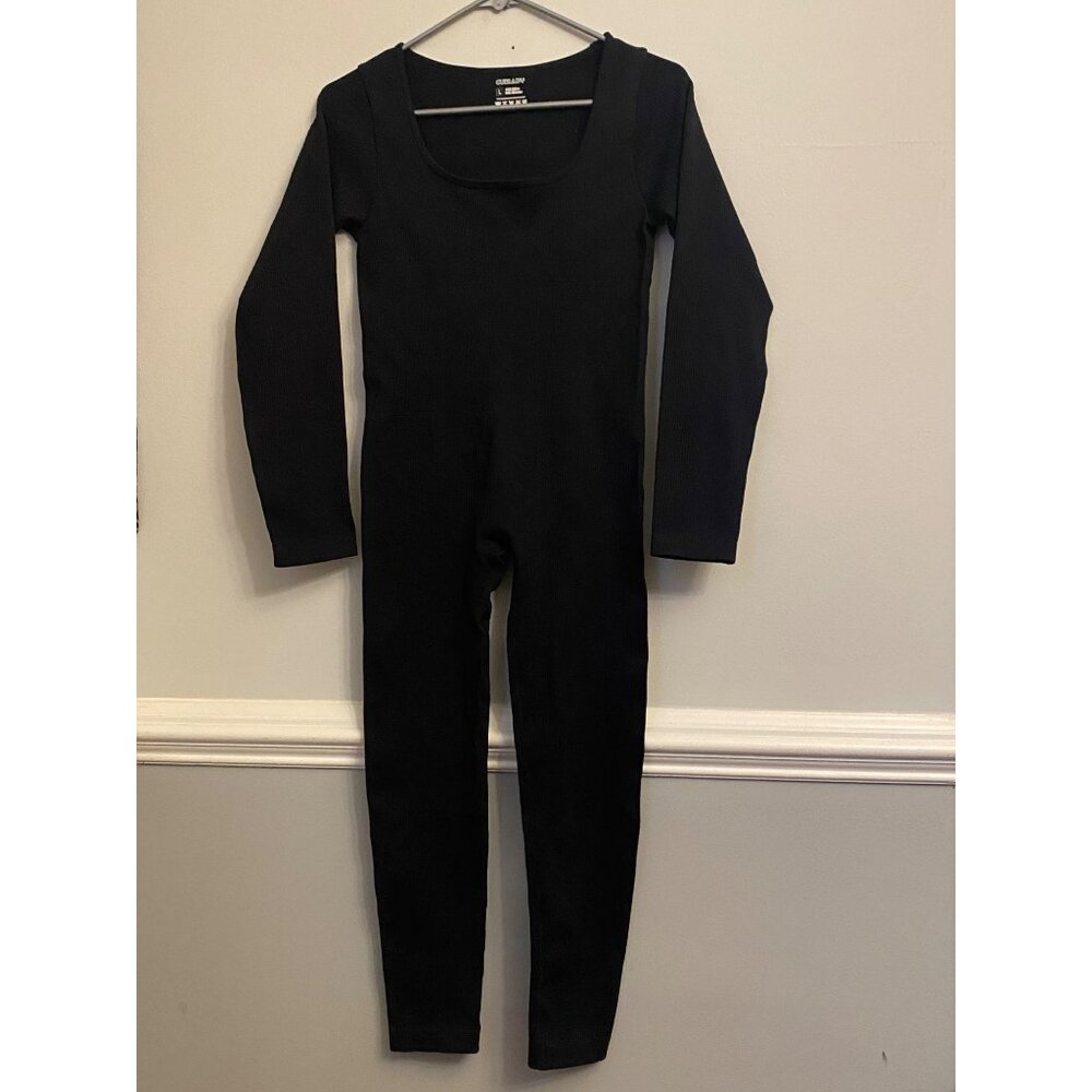 Women's Curlady Square Neck Ribbed Long Sleeve Unitard Slim Yoga Jumpsuit Romper